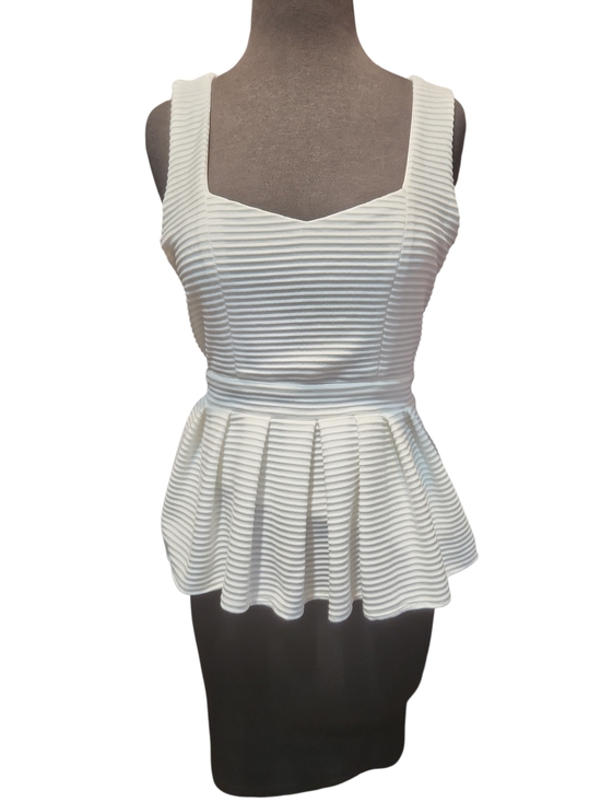 ANGL Tops - ANGL White Ribbed Peplum Tank M